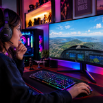 Monitor gamer custo-benefício em 2026 em uma estação de jogos.
