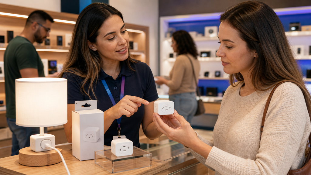 Adaptador de tomada inteligente Positivo Smart Plug Wi-Fi 10 A.
