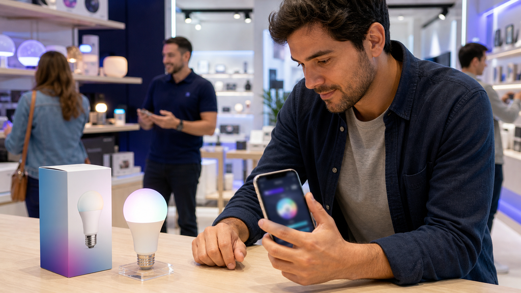 âmpada inteligente TP-Link Tapo L530E multicolorida com rosca padrão.