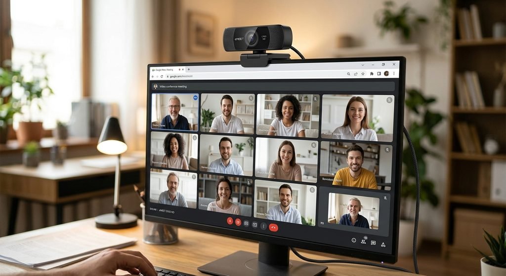 Webcam EMEET C950 para videochamadas em home office barato.