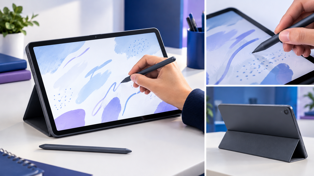 Galaxy Tab S10 FE ilustrativo com caneta para estudo e anotações