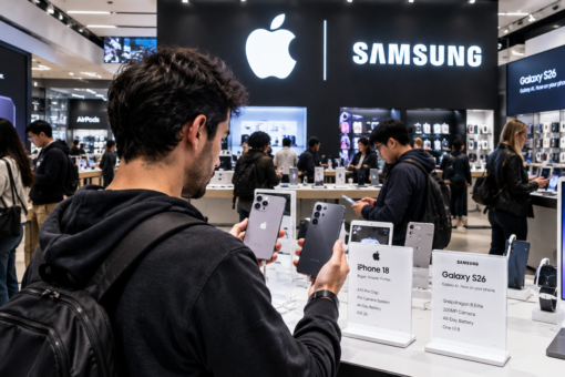Cliente comparando iPhone 18 e S26