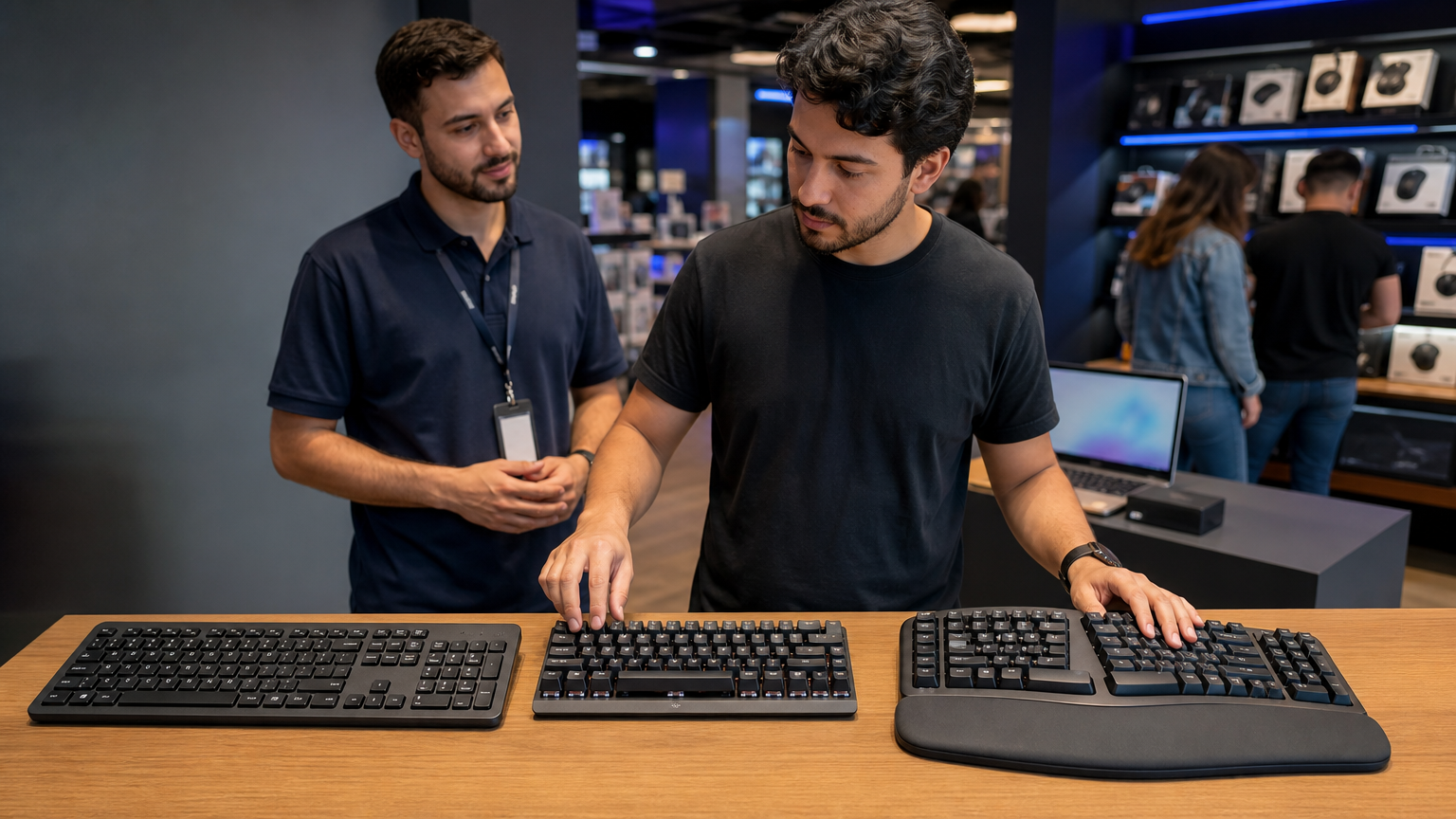 melhor teclado para home office: membrana, mecânico e ergonômico em mesa de trabalho.